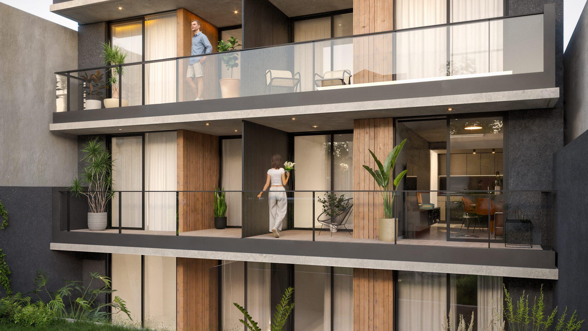 CASA A — balcones del edificio en Nueva Córdoba