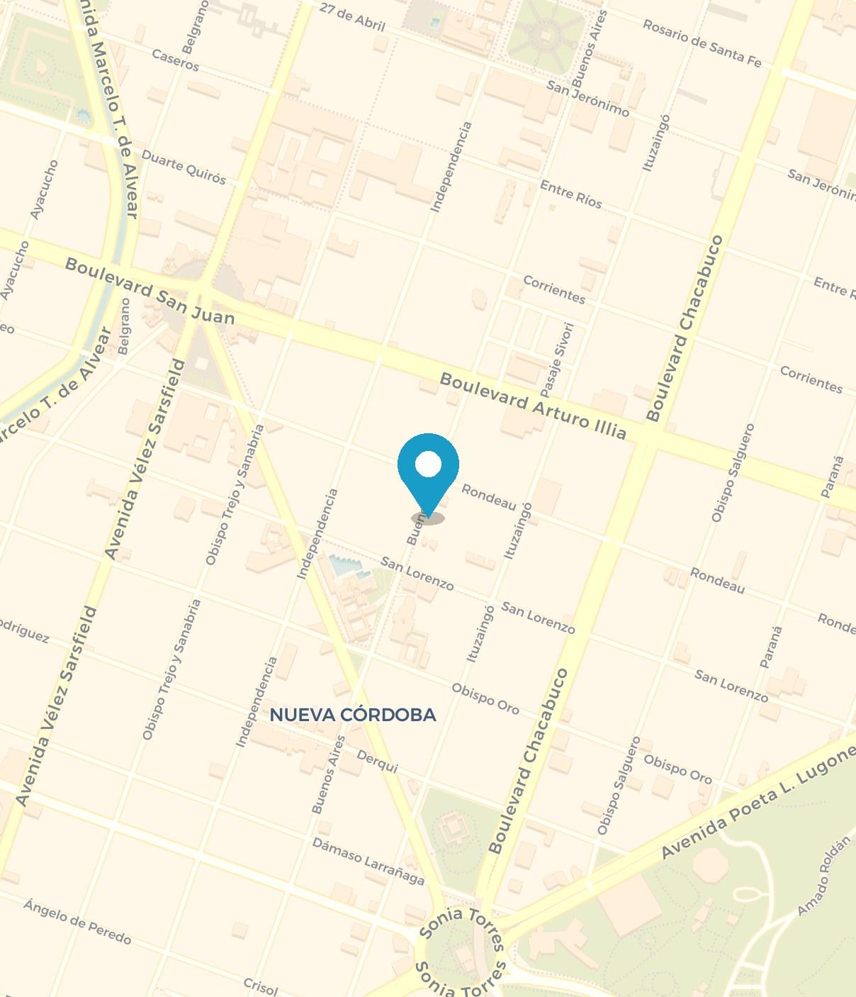 Mapa de la ubicación de CASA A en Buenos Aires 543, Nueva Córdoba